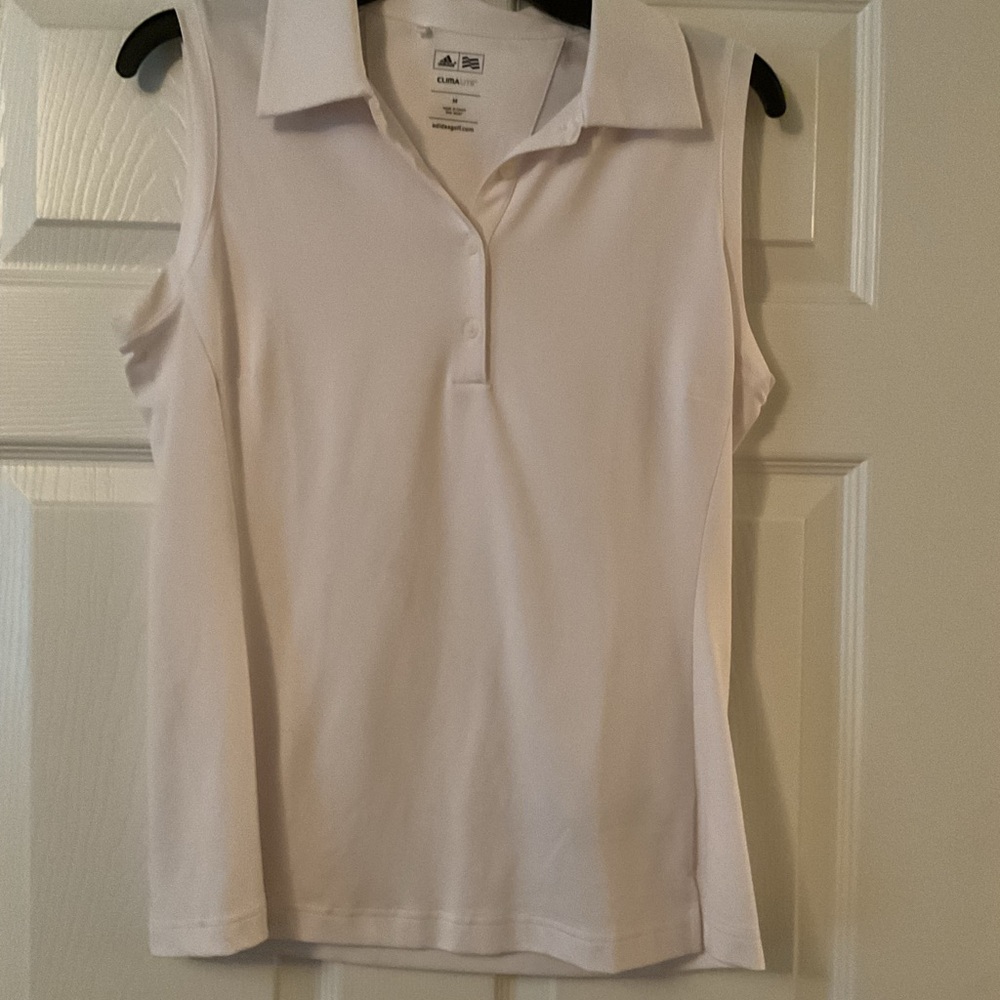 adidas Women's Sleeveless Polo Top - White ladies golf top
